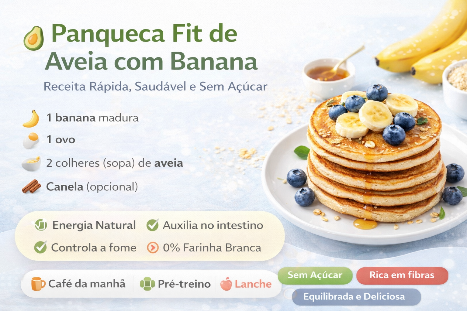 Panqueca Fit de Aveia com Banana: Receita Rápida, Saudável e Sem Açúcar