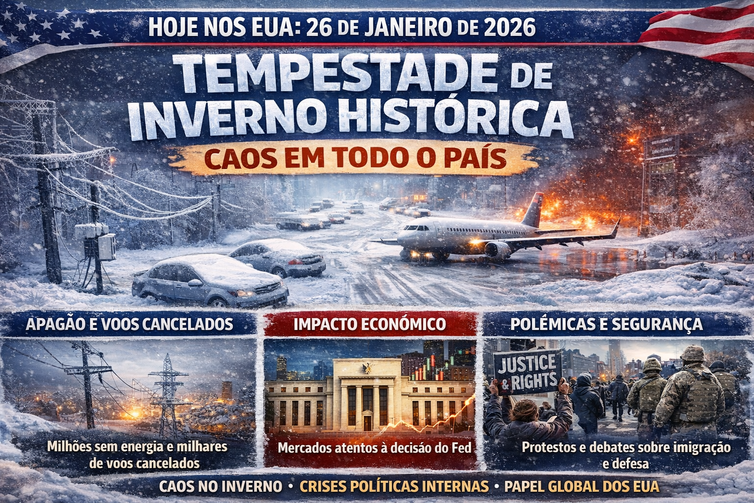 Tempestade de inverno causa caos nacional
